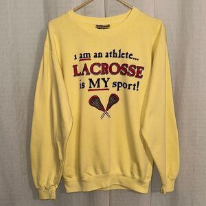 Tribe S Banana Pastel Yellow Crewneck Lacrosse Sweatshirt Custom Ironed On Logo